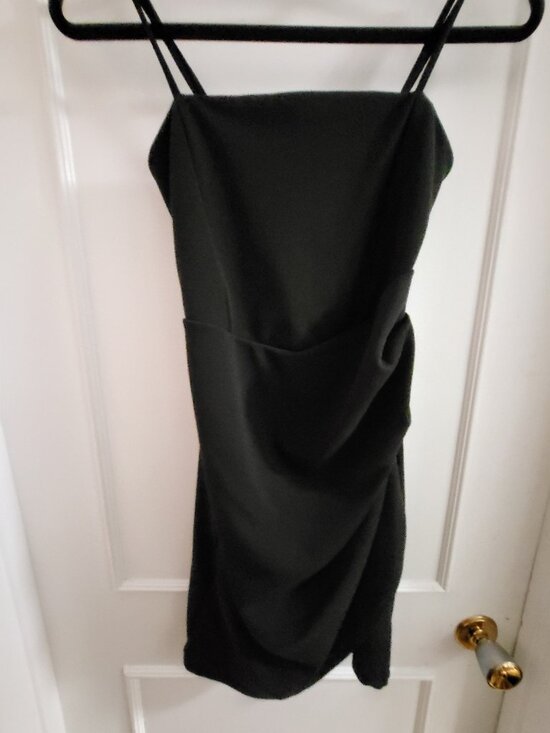 Revamped Dresses & Skirts - Revamped Black Ruched Bodycon Mini Dress - Size Small
